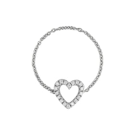 Ring-Whitegold-18k-Heart-Diamonds-Chain-Chain ring-Silver-Sophie-by-Sophie