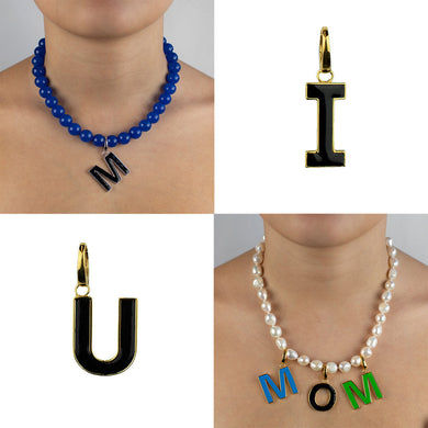 Enamel Letter Pendant N